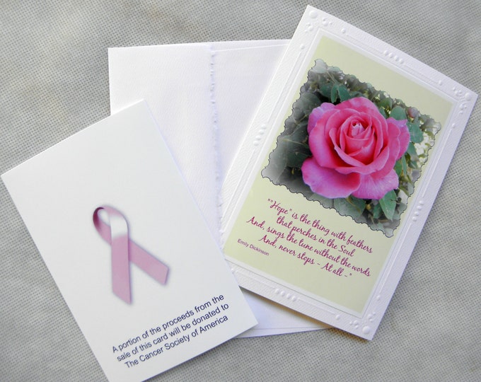 CANCER Awareness Card designed and produced by Pam Ponsart of Pam's Fab Photos with message of "HOPE" by Emily Dickinson