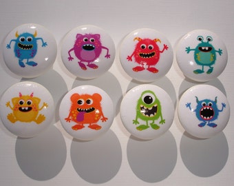 Boys Monster Dresser Drawer Knobs Set of 8