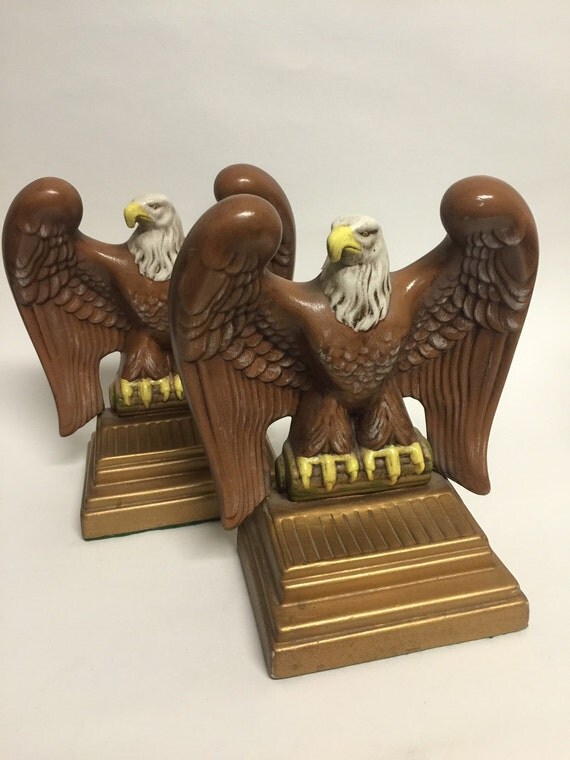 Vintage Eagle Bookends Painted Ceramic Eagle Bookends