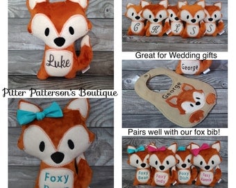 Personalized Fox, Fox soft stuffed animal, Fox stuffie, monogrammed stuffed animal,