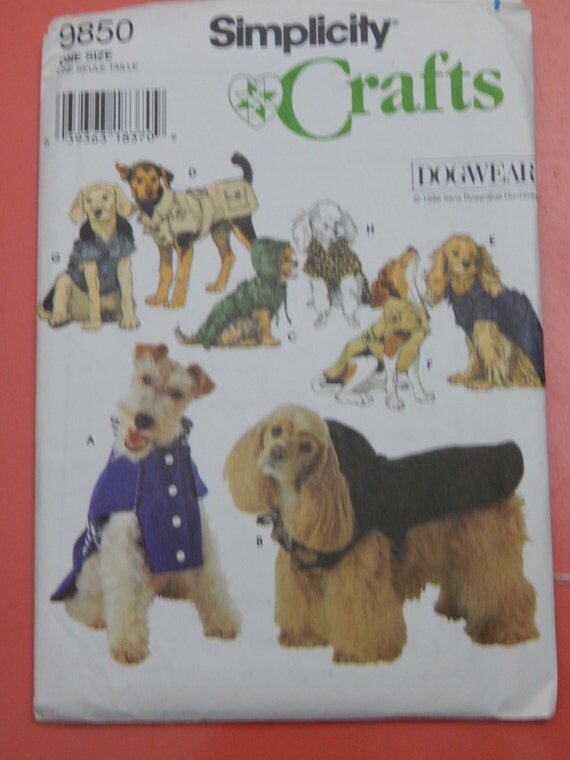 Simplicity 9850 Fun dog coat pattern 8 different styles