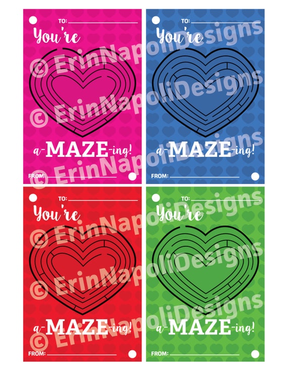 You're a-MAZE-ing Printable kids class pencil Valentines