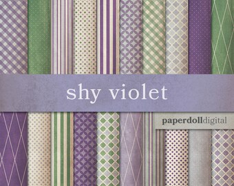Purple Digital Paper - Plaid Digital - Quatrefoil Digital Paper - Distressed Digital Paper - Instant Download - 20 Sheets