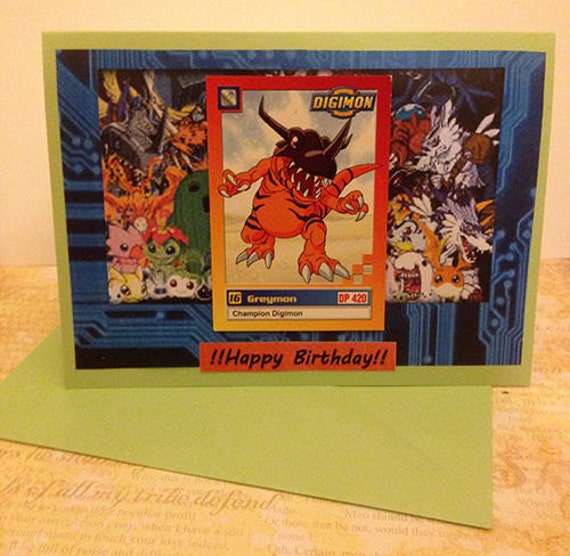 Digimon Handmade Greymon Birthday Card Trading by TradingKingdom