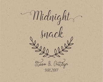 Midnight Snack Bag Stamp -Custom Wedding Favor stamp- Wedding Treat stamp - Wedding Cookie stamp - Sweets Buffet stamp