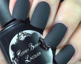 For Whom the Bell Tolls - matte nail polish - matte black - 5 free - handmade - indie nail polish - black nail polish - nails - manicure