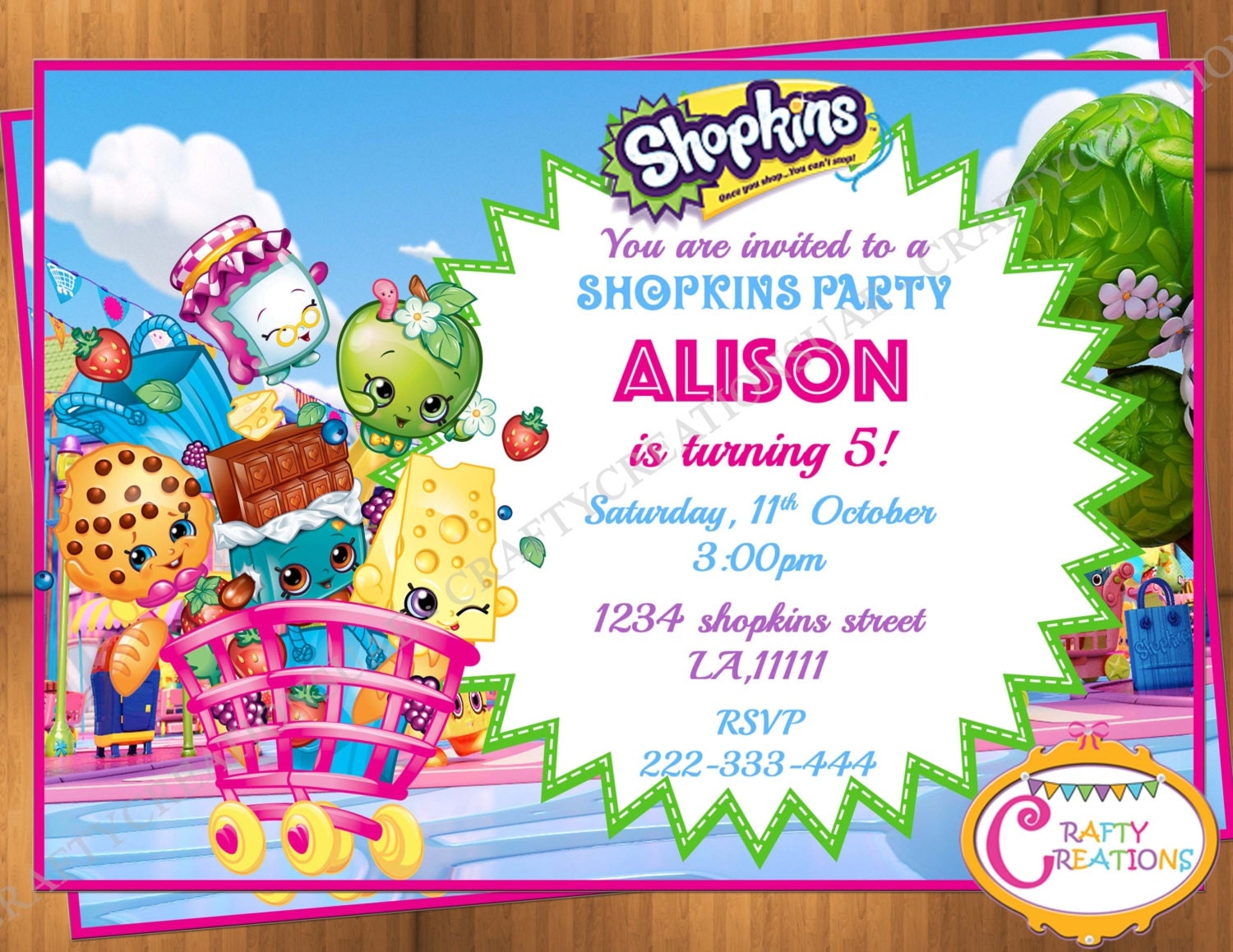 Shopkins Shoppies Birthday Invitation Shopkins Birthday
