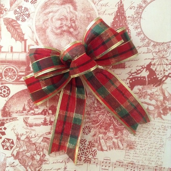 Christmas Small Plaid Bows / Red Plaid Decorative Bows