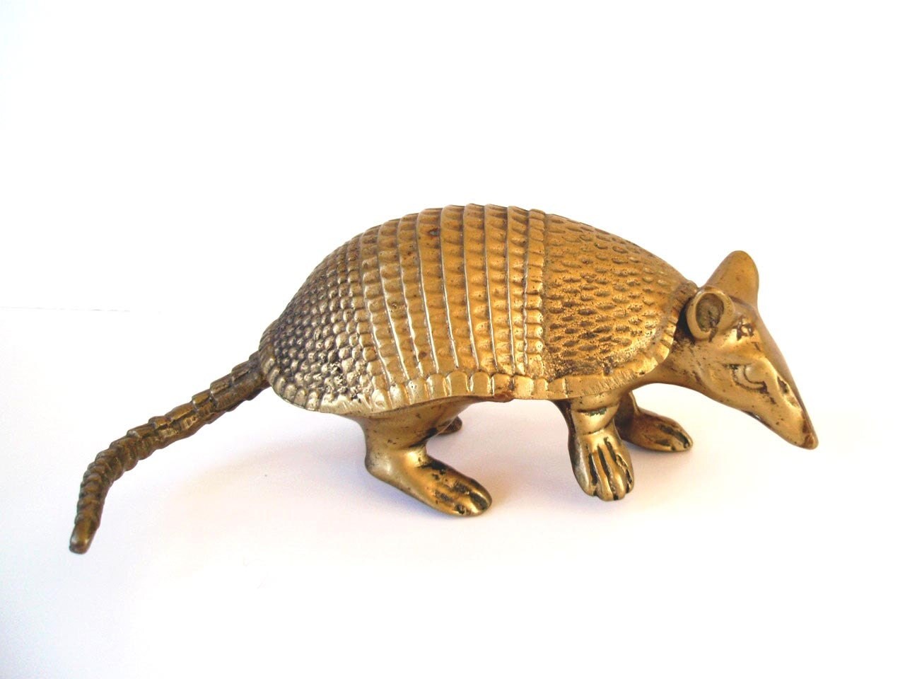 Solid Brass Armadillo Figurine/ Brass Armadillo Doorstop/