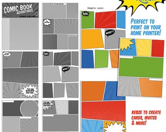 Comic Book templates comic Strip superhero cartoon story