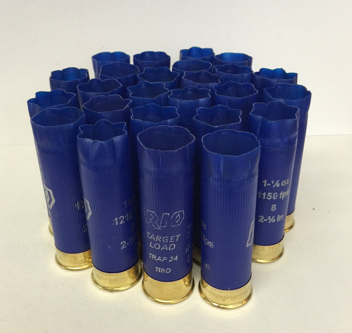 Empty Shotgun Shells 25 Lot Blue Rio with Gold Base 2.75