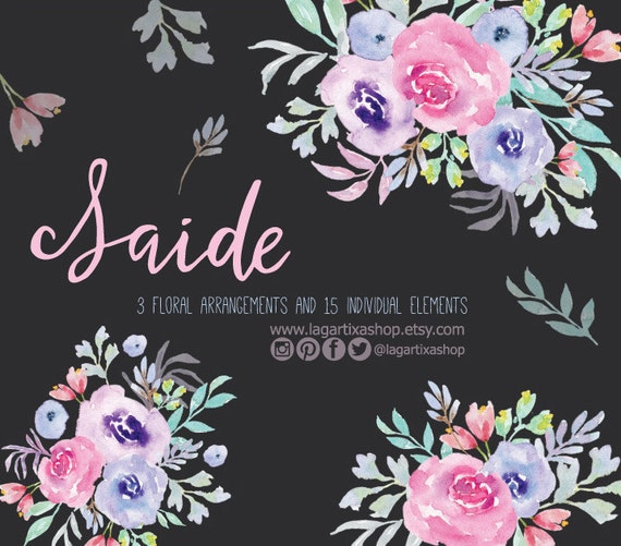 Watercolor clipart Floral PNG wedding bouquet arrangement