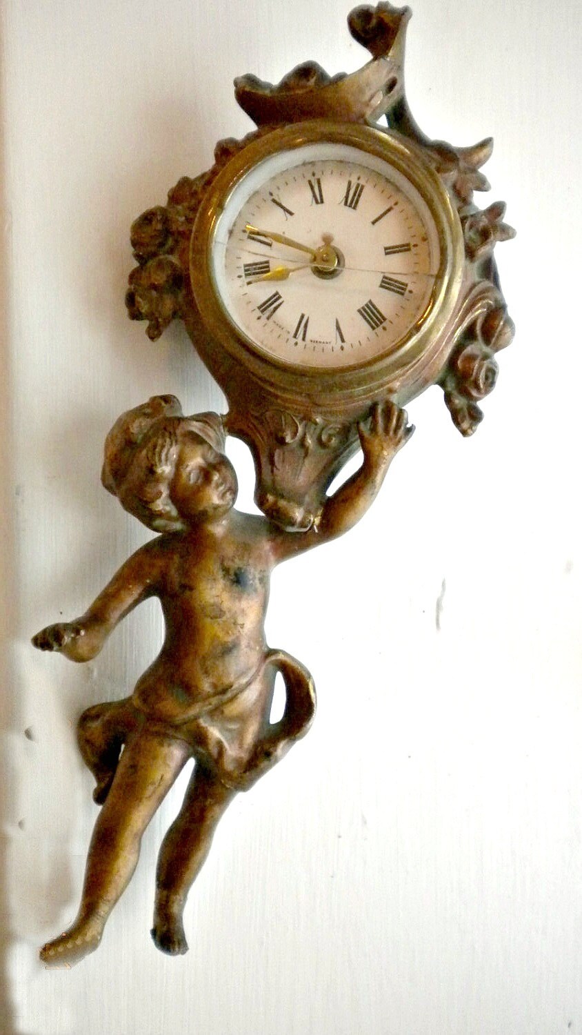Antique Clock Statue Bronze Child Bronze Statue West