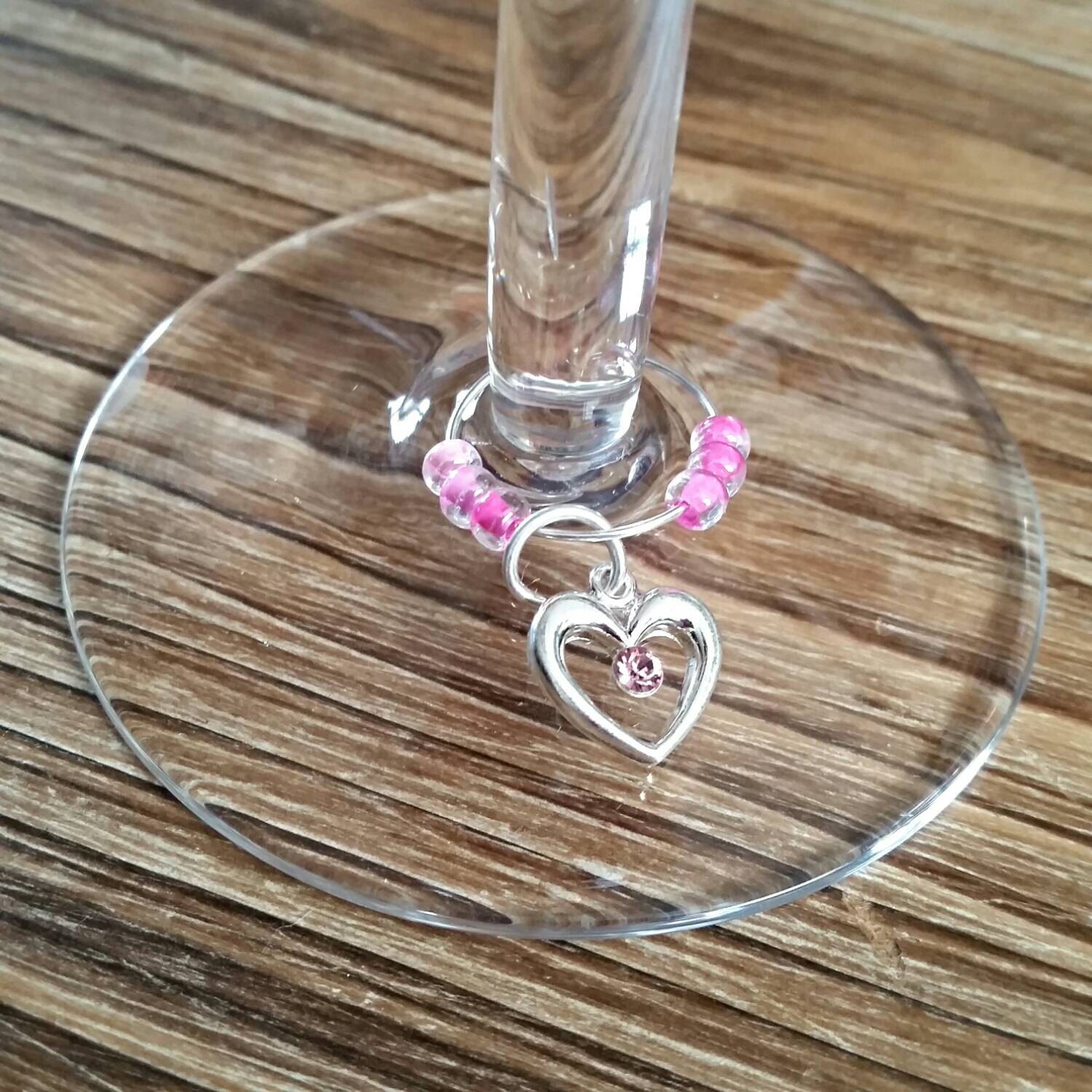 Heart Wine Glass Charms