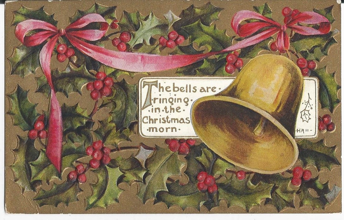 Beautiful 1909 Christmas Greetings Embossed Postcard