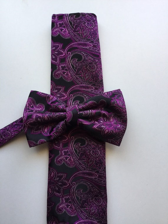 Eggplant Floral Bow Tie Set