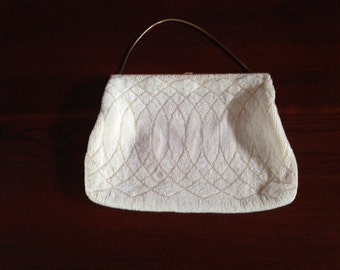 Vintage (1950s) White Beaded Evening Bag