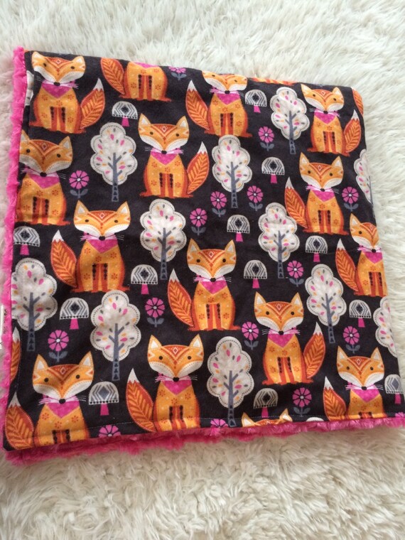 fox baby blanket girl fox blanket woodland blanket by DwellDarling
