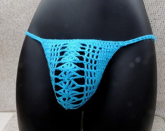 Men thong sexy see thru panties for men bikini bottom hot crochet swimwear low rise men g string men thong underwear erotic lingerie beach