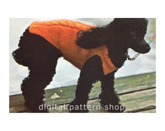 Knit Dog Sweater Pattern Cabled Dog Coat Knitting Pattern Dog DIY Instant Download K77