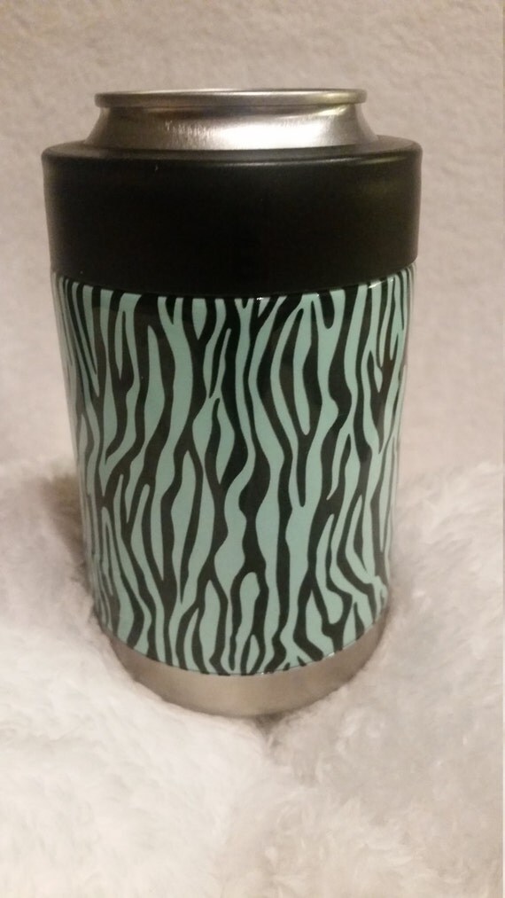Turquoise Zebra Print Yeti Koozie by SkinsandSkulls on Etsy