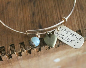 Latitude Longitude Bracelet, Latitude Longitude jewelry, Coordinates bracelet, Coordinates bracelet,