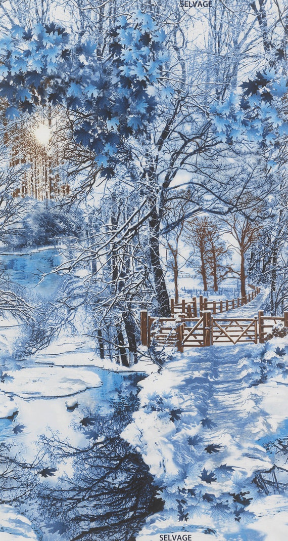 Large Scale Winter Scenic Fabric BY THE PANEL C4629 by TCSFabrics