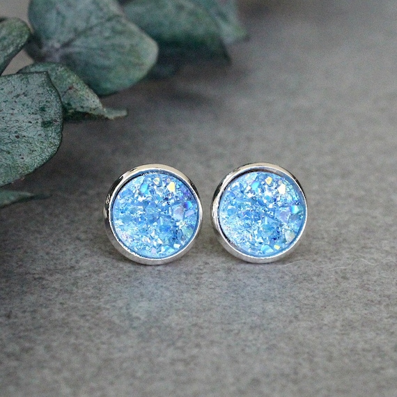 Light Blue Stud Earrings Blue Stud Earrings by BellaBoutiqueCrafts