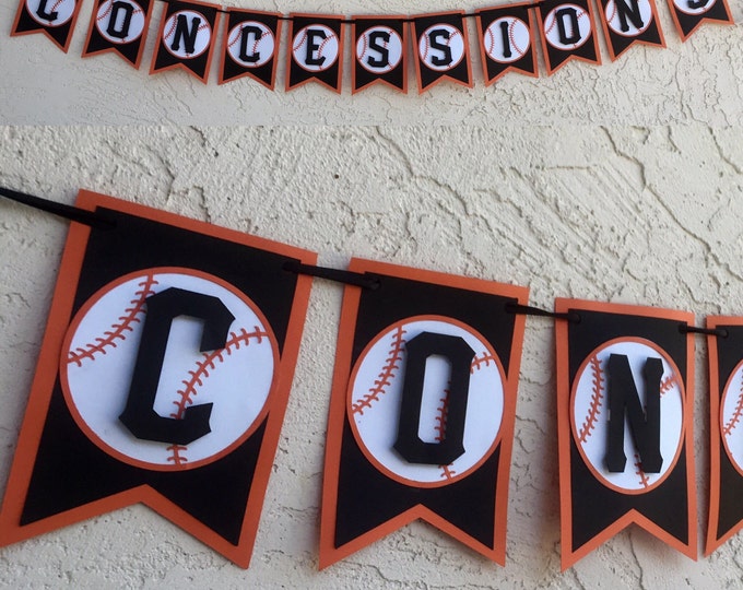 Concessions stand banner, concession baseball banner, baseball banner, San Francisco Giants, baseball party