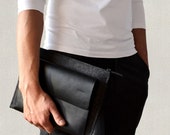 iPad Pro carry-all case black premium italian leather dark grey merino wool felt