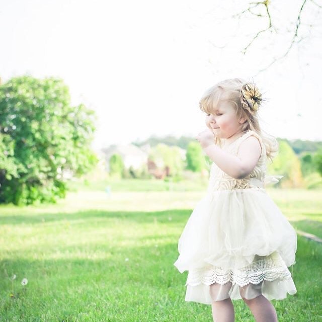 Florals Cream Beige Spring Dress for Girls with Bow. by MJfordiva