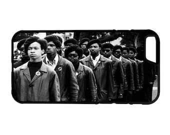 Black Panther Party Marching iPhone Galaxy Note LG HTC Protective Hybrid Rubber Hard Plastic Snap on Case Black