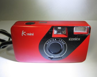 Very Rare Vintage Konica K-mini Lomography 35mm camera Red 28mm Konica Lens