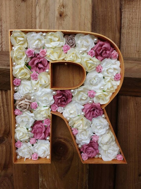 Flower filled Letter any colour initial wall home decor
