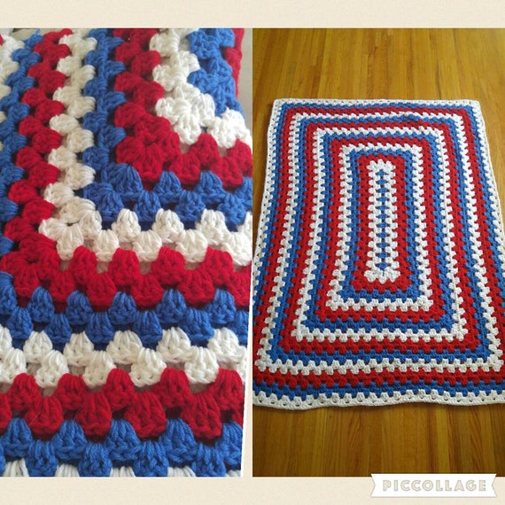 Red White & Blue Crochet Blanket by JHennessyDesigns on Etsy