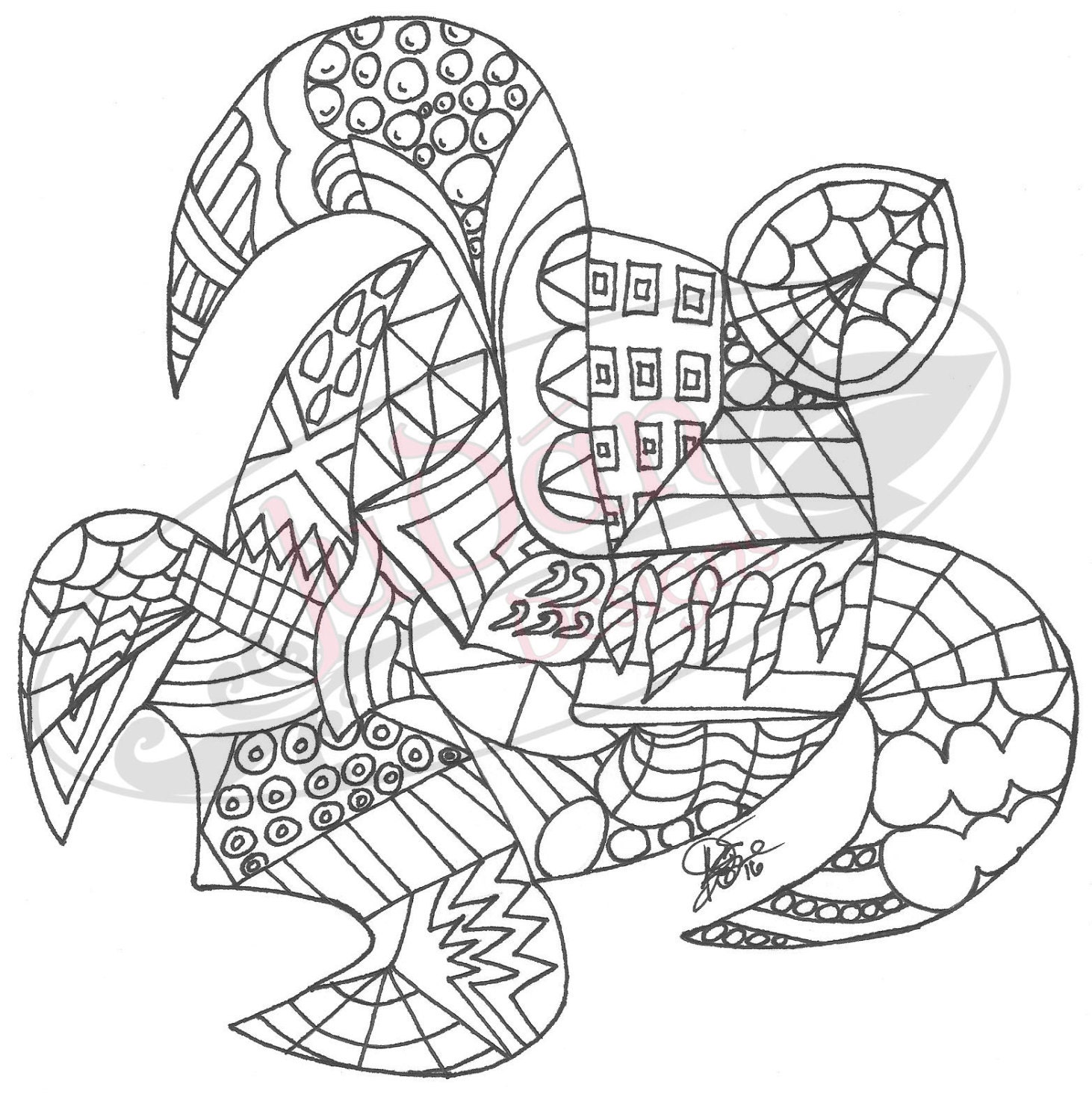 Sea Turtle Coloring Book Page 1 by JuDanDesigns on Etsy