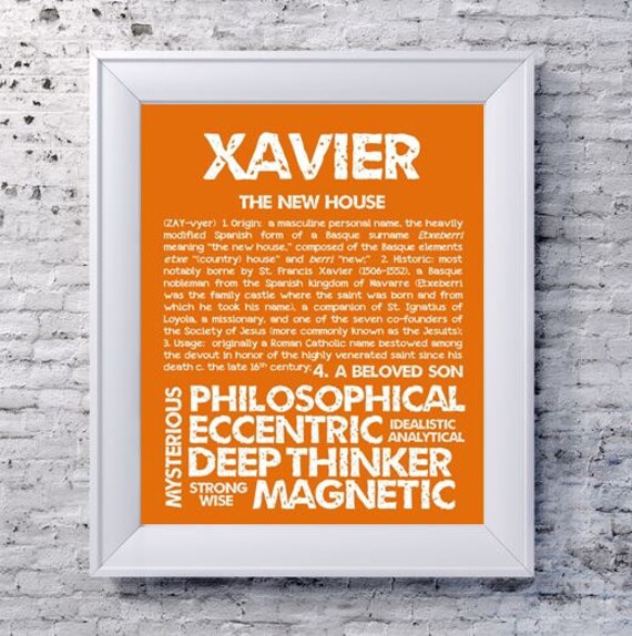 XAVIER Personalized Name Print / Typography Print / Detailed