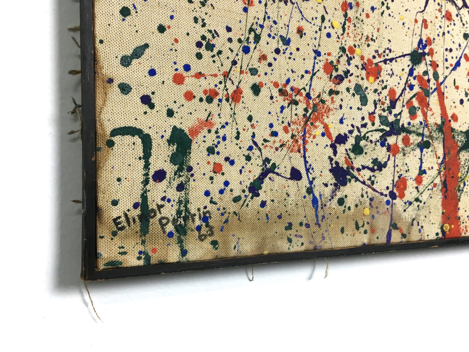 38x27 Vintage 1963 Jackson Pollock Style Abstract Painting Signed