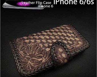 iPhone 6/6s Leather Flip Case Dark Brown K01C83