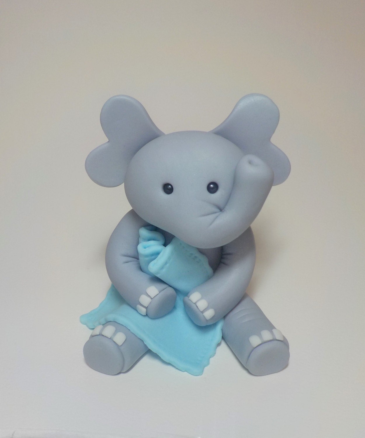 Fondant Elephant Cake Topper with Blanket 1st Birthday Baby