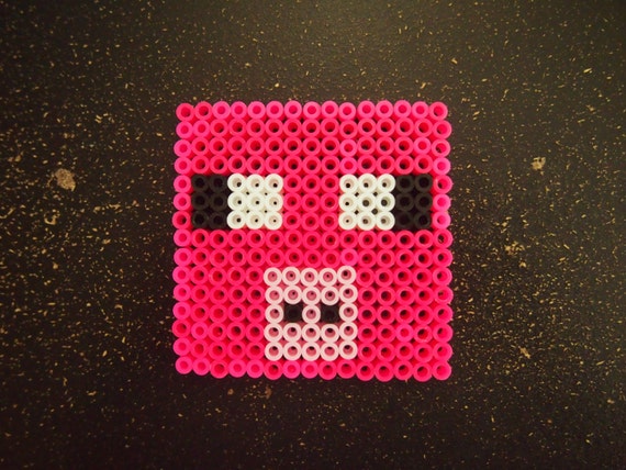 Minecraft Pig Perler magnet