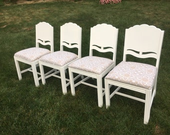 Four Dining Chairs, White Chairs