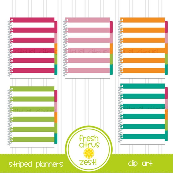 Planner Clip Art Striped Planners Sticker Clip Art SALE