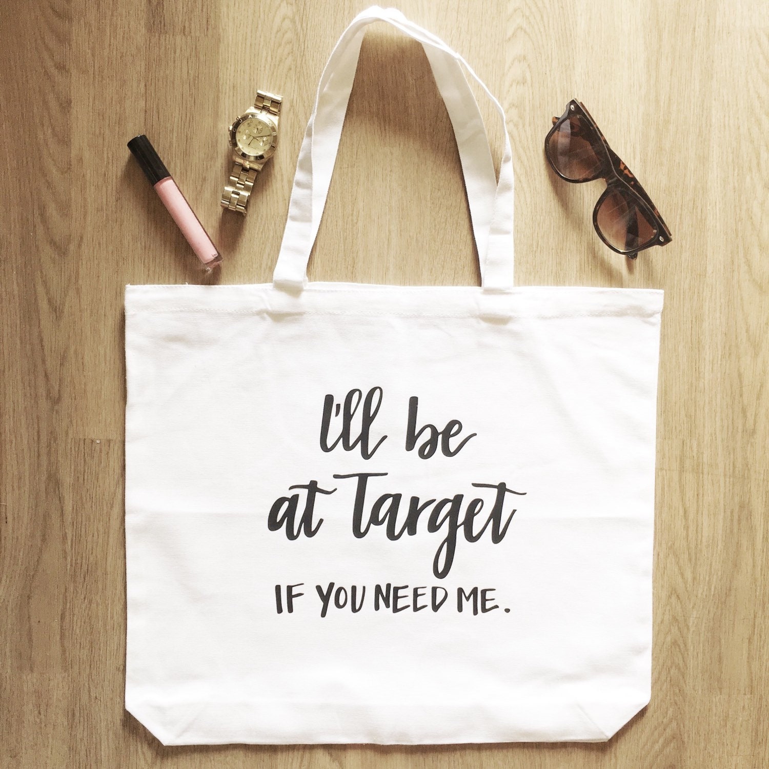 I'll be at Target White Canvas Tote by AriaPaperie on Etsy