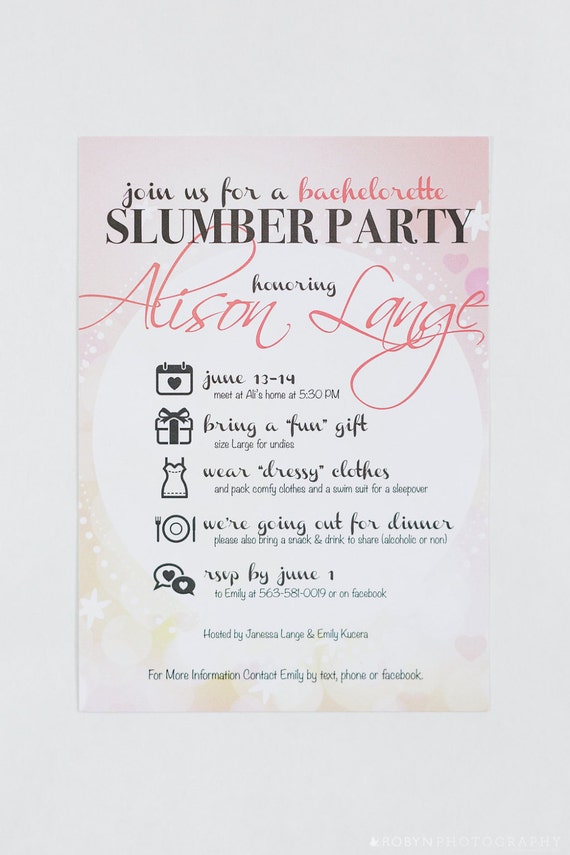 Bachelorette Slumber Party Invitations 3