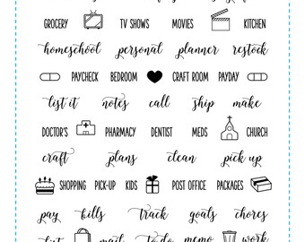 AD-024 PLANNING DAY - Planner Stamps (Photopolymer Clear Stamps) planning, everyday, kawaii stamps, clear stamps, daily stamps