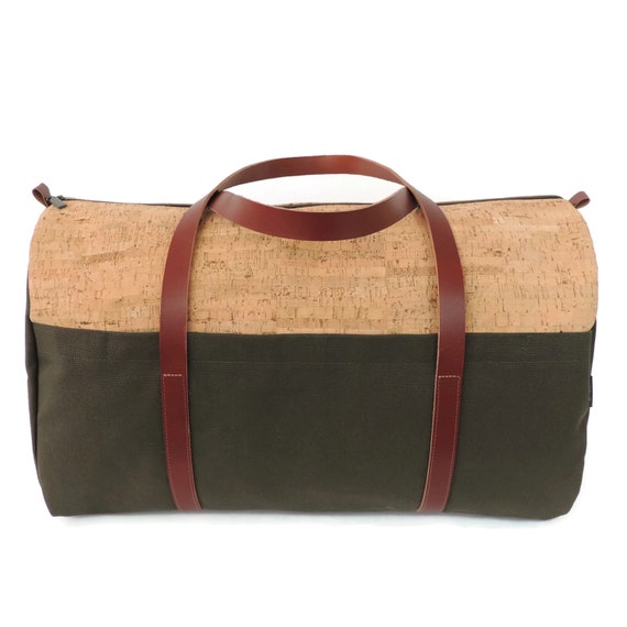 Cork and Canvas Weekender Bag/ Unisex Duffle Bag by SpicerBags