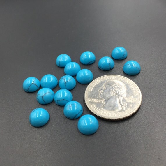 2pcs Round Turquoise Cabochon Flat Back 8mm Aqua Turquoise
