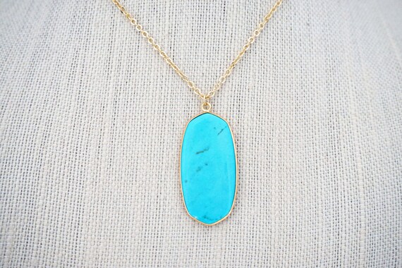 Turquoise and Gold Pendant Necklace