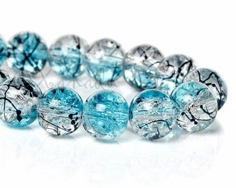 Turquoise Blue Glass Beads - 20/50/100 Wholesale 10mm Glass Beads For Jewelry Making G8106